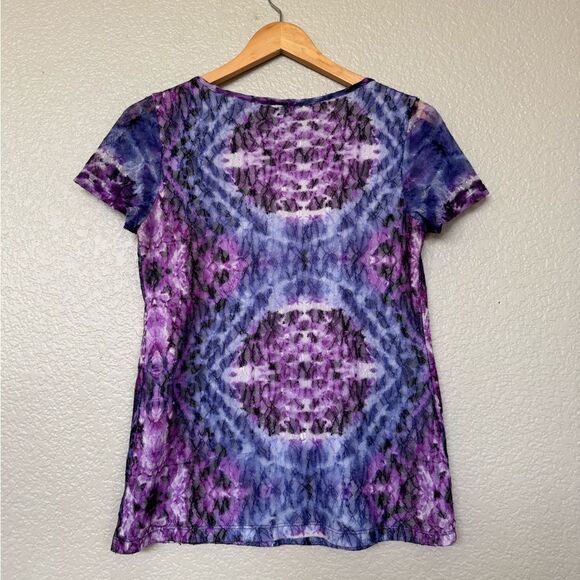 Purple Blue Lace Blouse Top AB Studio S - Picture 2 of 3